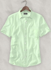 Pure Ocean Green Linen Shirt - Half Sleeves