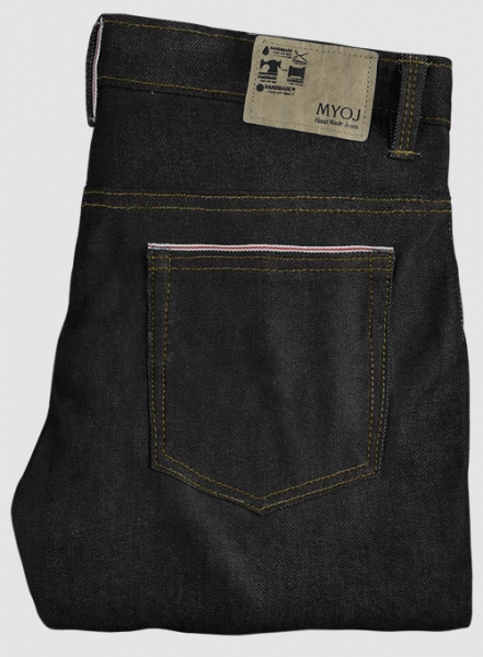 Selvedge Black Denim Jeans - Raw Unwashed