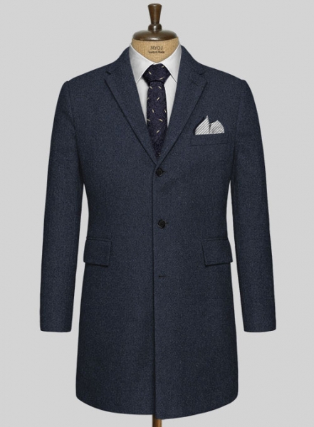 Blue Heavy Tweed Overcoat