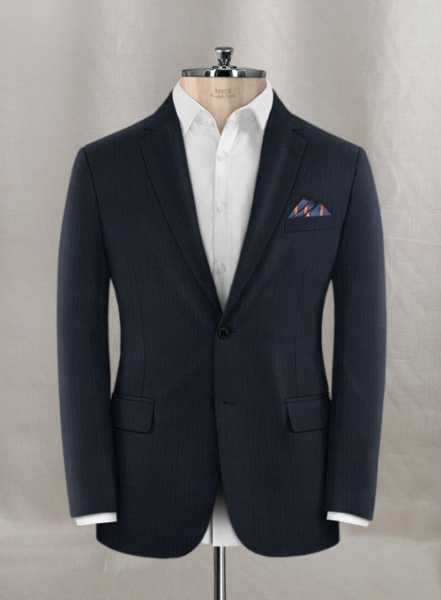 Napolean Navy Herringbone Wool Jacket