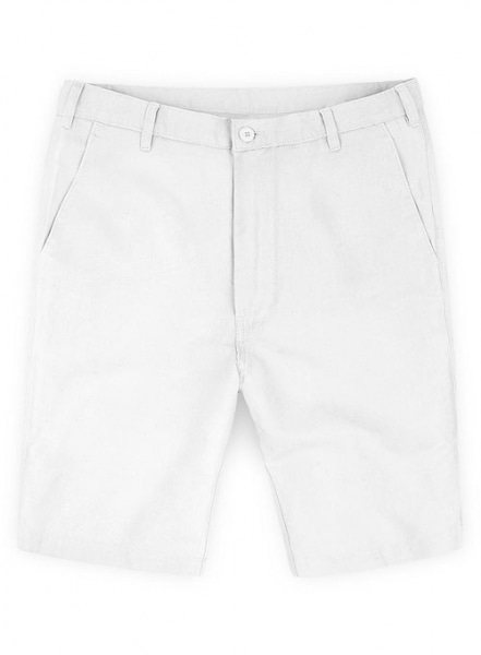 Safari White Cotton Linen Shorts