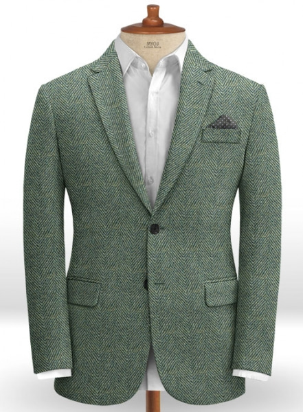 Harris Tweed Wide Herringbone Green Jacket