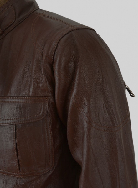 Wrinkled Brown Gerard Butler Leather Jacket #1