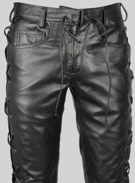 Laced Leather Pants - Style # 515 : Made To Measure Custom Jeans