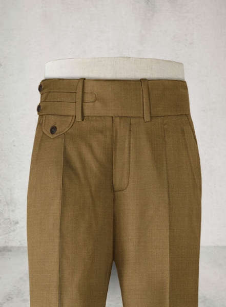 Dark Walnut Khaki Double Gurkha Wool Trousers