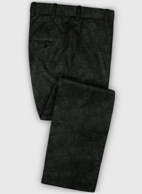 Graffiti Green Black Flower Wool Pants