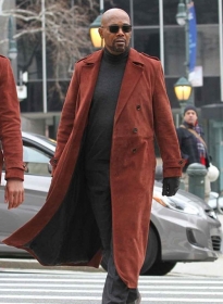 Samuel L. Jackson Shaft Leather Long Coat