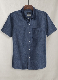 Solbiati Indigo Blue Linen Shirt - Half Sleeves