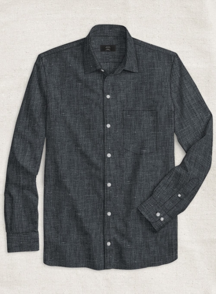 European Ash Gray Linen Shirt - Full Sleeves