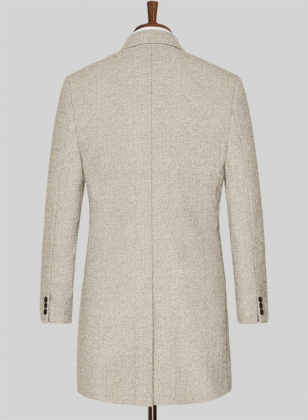 Vintage Herringbone Light Beige Tweed Overcoat