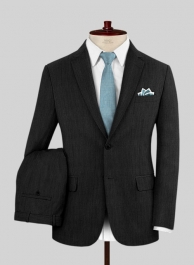 Worsted Dark Charcoal Wool Suit