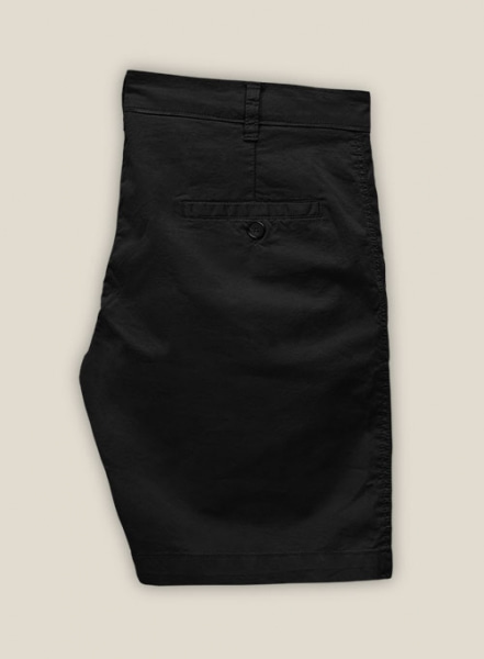 Black Cotton Power Stretch Chino Shorts