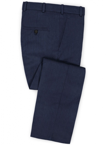 Herringbone Wool Royal Blue Pants