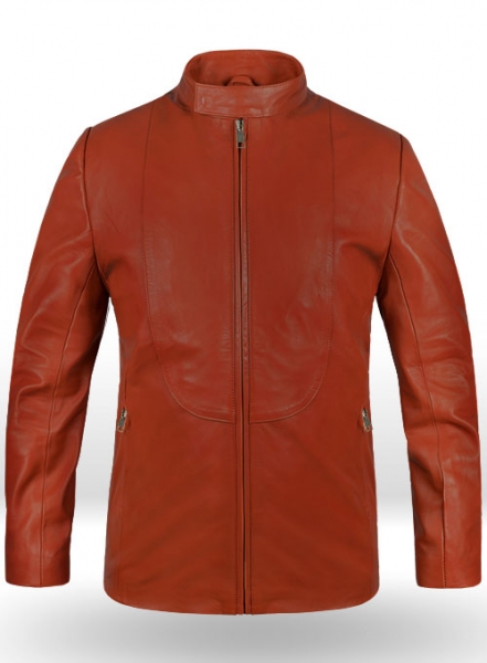 Bright Orange Leather Jacket #706