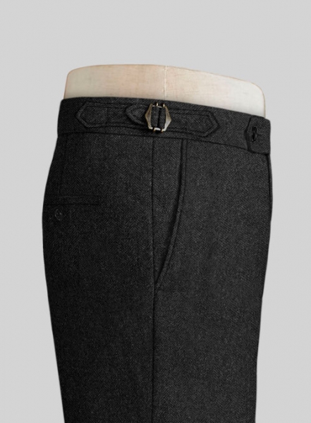 Charcoal Herringbone Highland Tweed Trousers