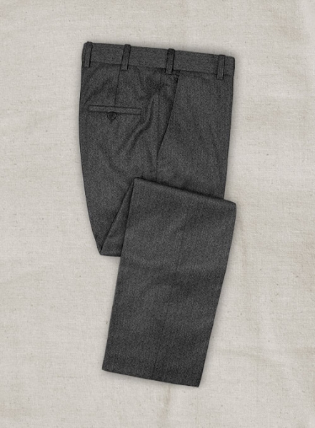 Italian Wool Cashmere Charcoal Herringbone Pants