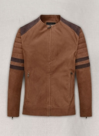 Light Vintage Tan Hide Leather Fighter T-Shirt Jacket