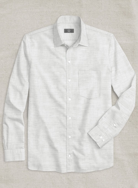 European Pale Gray Linen Shirt - Full Sleeves