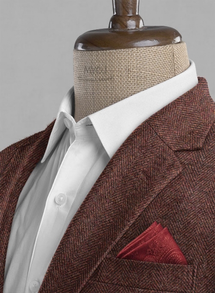 Royal Wine Herringbone Tweed Suit