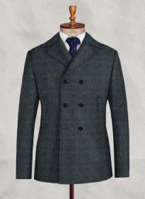 Harris Tweed Country Blue Pea Coat