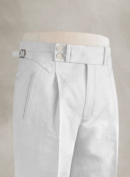 Safari White Cotton Linen Heritage Trousers