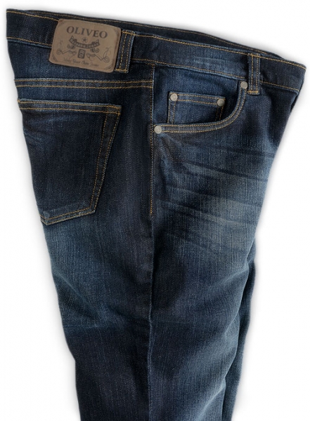 Wangle Blue Hard Wash Whisker Stretch Jeans