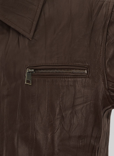 Wrinkled Brown Bruce Willis Surrogates Leather Jacket