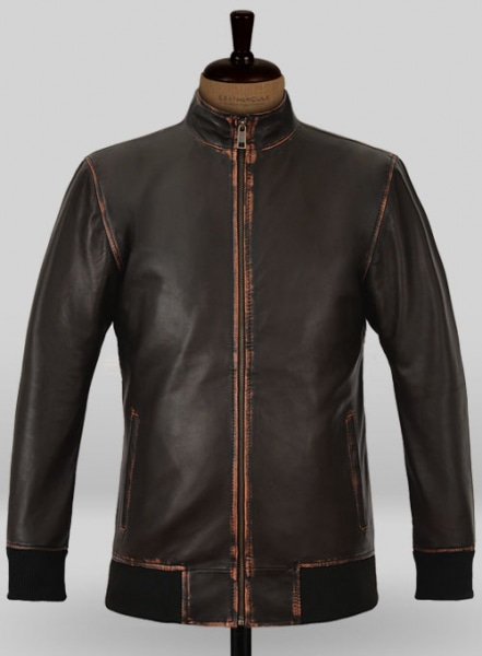 Rubbed Dark Brown Lionel Messi Leather Jacket #1