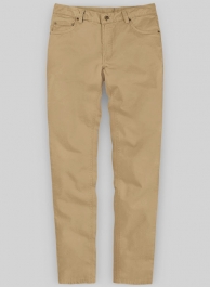 Khaki Feather Cotton Canvas Stretch Jeans