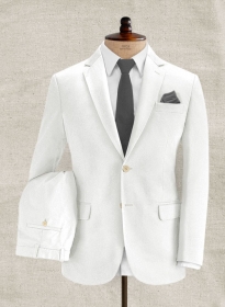 White Feather Cotton Canvas Stretch Suit