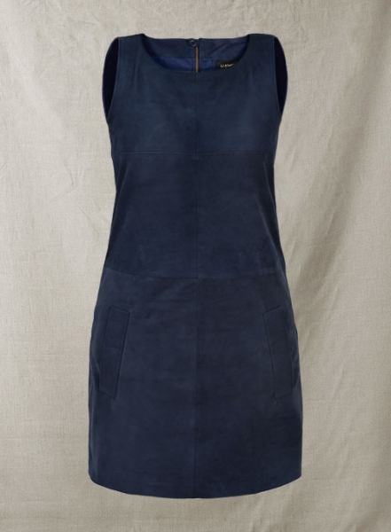 Dark Blue Suede Circle Leather Dress - # 755
