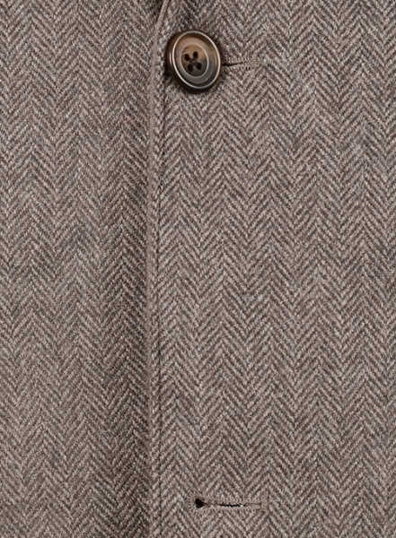 Deep Blue Herringbone Tweed Leather Combo Blazer # 652