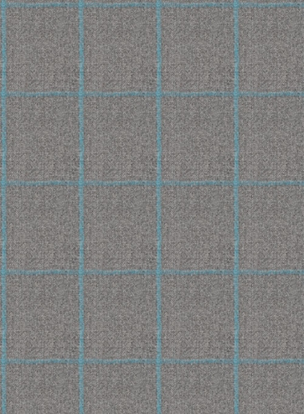 Gray Blue Windowpane Flannel Wool Pants