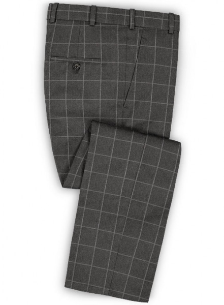 Charcoal Windowpane Flannel Wool Pants