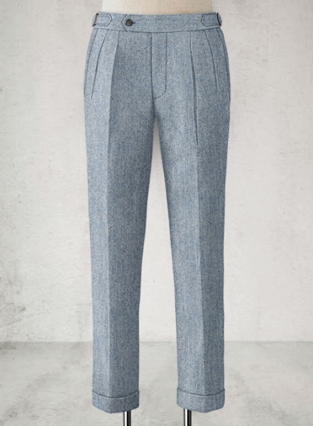 Light Blue Denim Highland Tweed Trousers