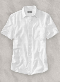 White Self Blocks Shirt - Half Sleeves