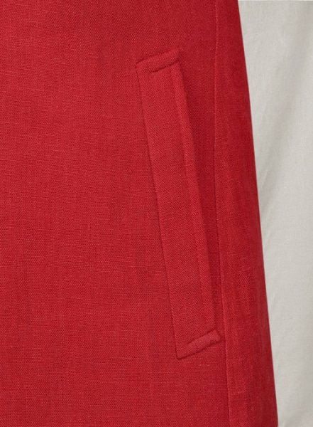 Pure Red Linen Long Coat