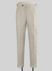 Vintage Herringbone Light Beige Highland Tweed Trousers