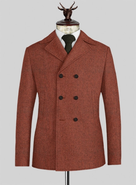 Melange Titan Rust Tweed Pea Coat