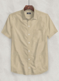 Pure Beige Linen Shirt - Half Sleeves