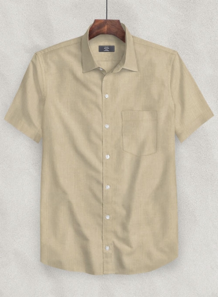 Pure Beige Linen Shirt - Half Sleeves