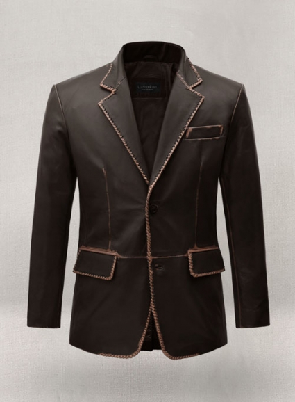 Rubbed Brown Medieval Leather Blazer