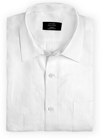 Herringbone White Cotton Shirt - Full Sleeves