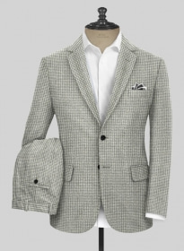 Houndstooth Light Gray Tweed Suit