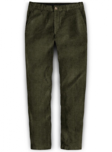 Olive Thick Corduroy Trousers - 8 Wales