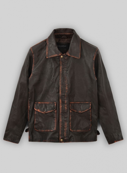 Rubbed Dark Brown Washed Indiana Jones Leather Jacket