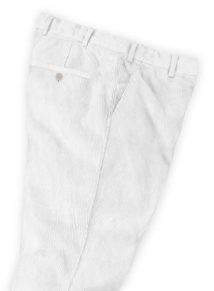 White Thick Corduroy Trousers - 8 Wales