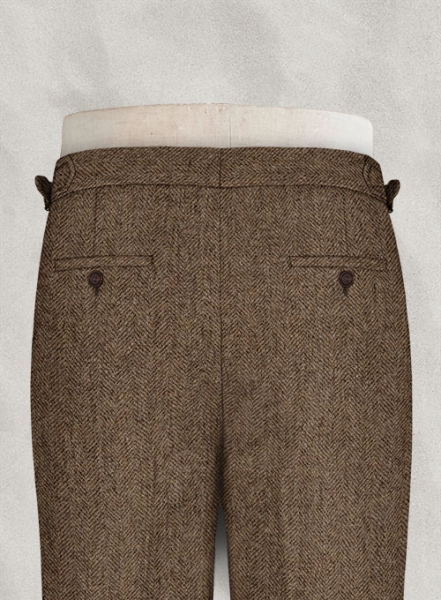 Rust Herringbone Highland Tweed Trousers