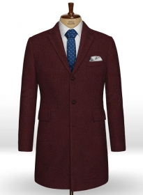 Wine Heavy Tweed Overcoat