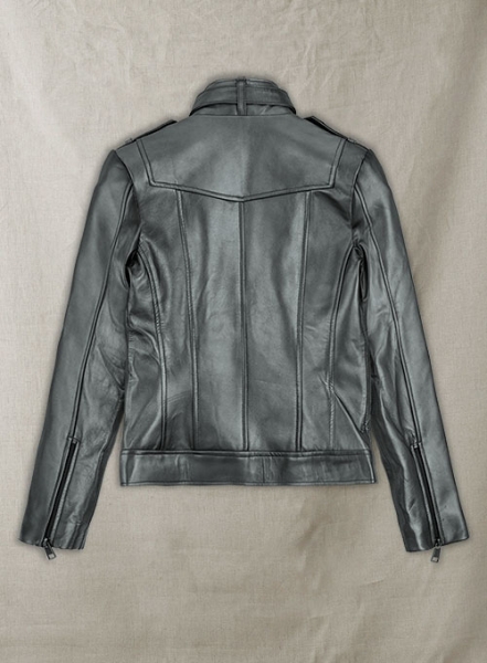 Metallic Lurex Gray Leather Jacket # 235